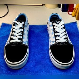 Vans Old Skool 500714 Light Blue & White Checkerboard & Black Shoes Sz: 7-Womens